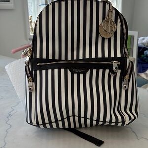 Henri Bendel Classic Brown and White Striped Backpack